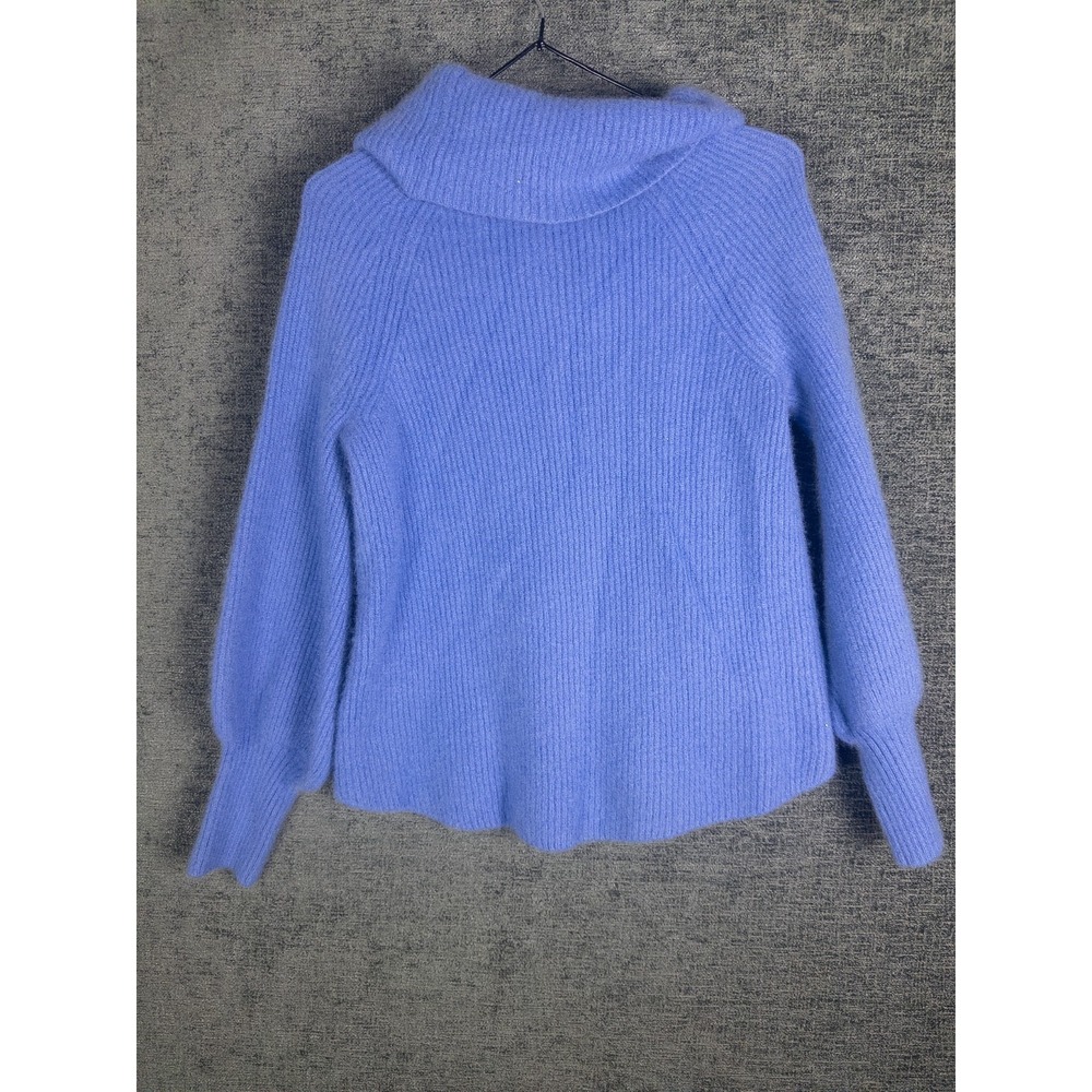 Soft Surroundings 100% Cashmere Pullover Sweater Womens S Blue Ribbed Cowl Neck